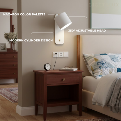 Modern Wall Lamp – Rotatable Cylinder Macaron Color Palette for Bedroom Living Room
