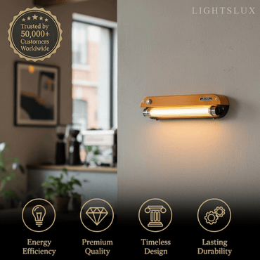 Vintage Industrial Wall Light — Amber Metal Tubular LED