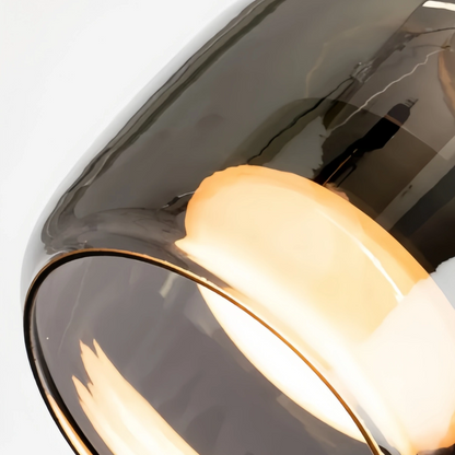 Lámpara Colgante Moderna de Vidrio Soplado Vetro — Cristal Ahumado y Acento de Metal para Isla de Cocina