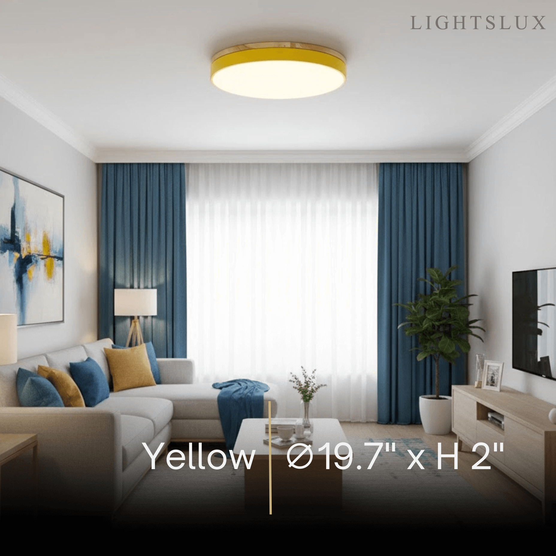Minimalist Circular Ceiling Lamp — Wood & Matte Grey Frame 