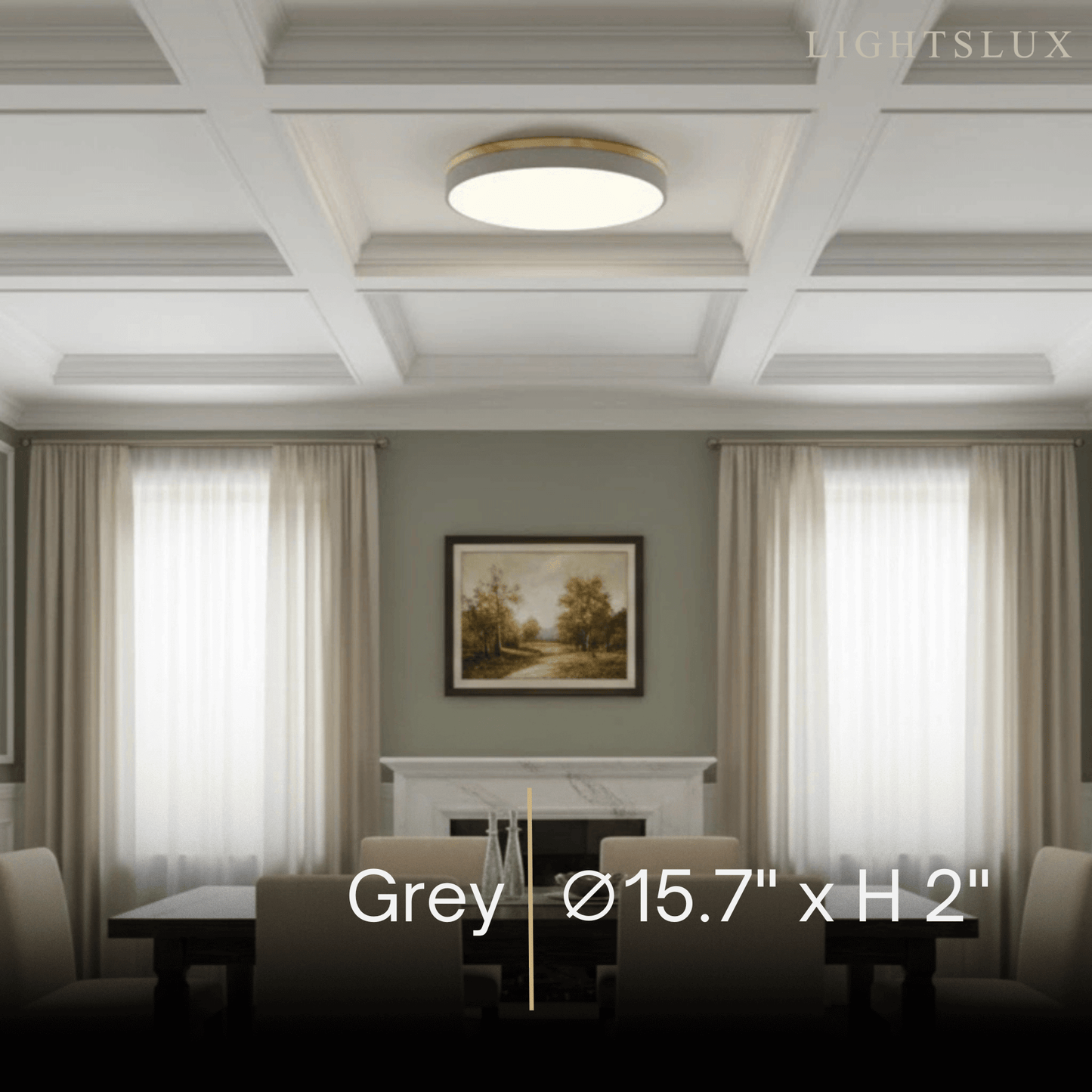 Minimalist Circular Ceiling Lamp — Wood & Matte Grey Frame 