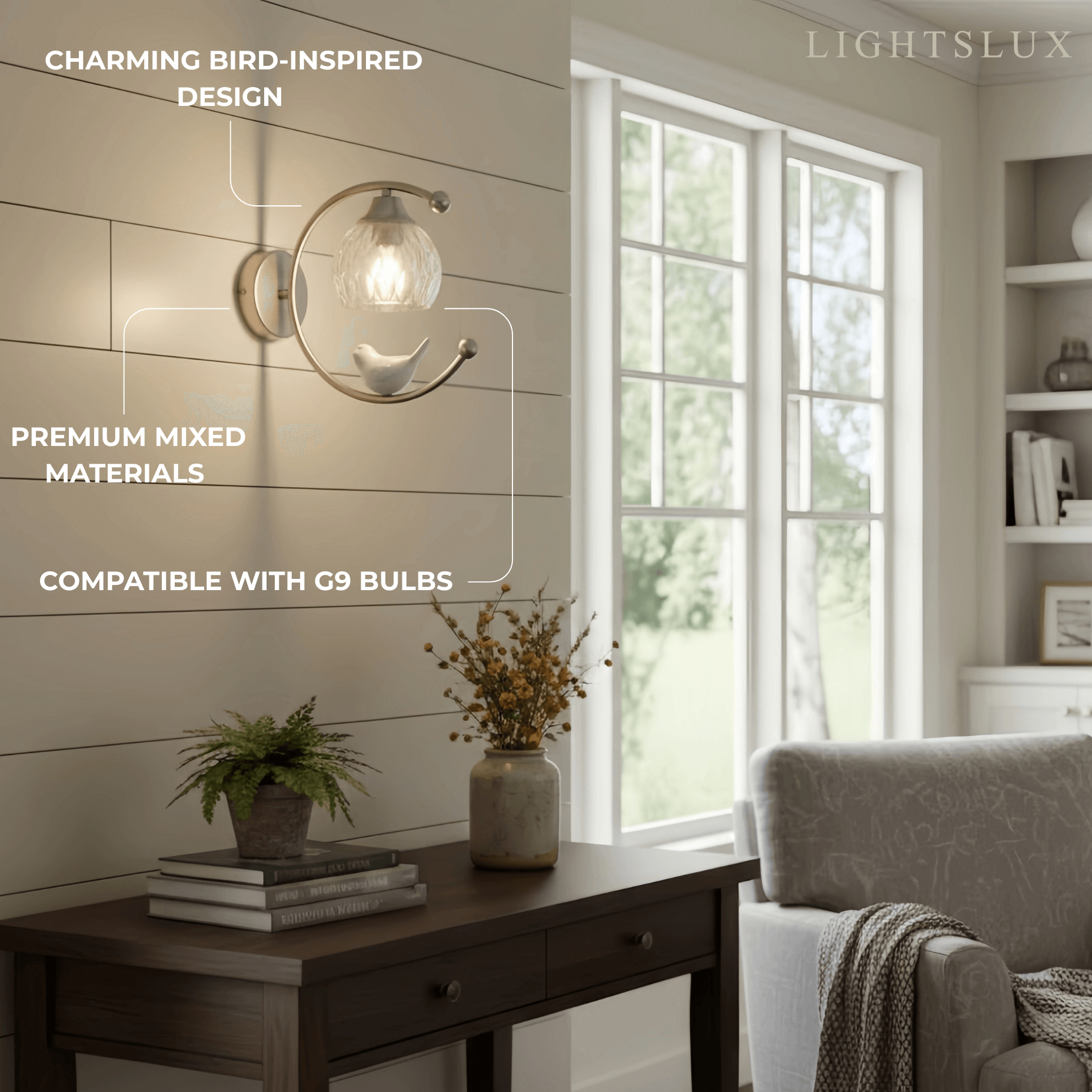 Artistic Ceramic Bird Wall Lamp