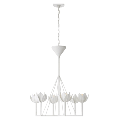 Modern Lotus Chandelier — Curved Petal Shades & Brass Frame