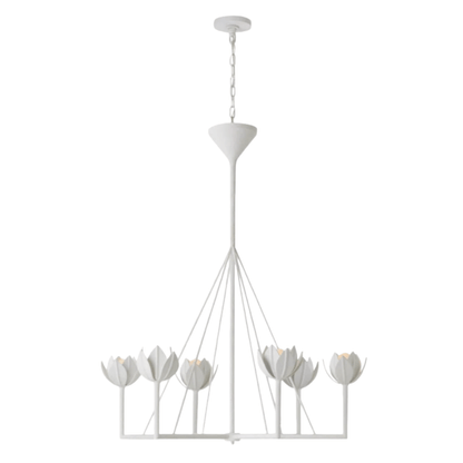 Modern Lotus Chandelier — Curved Petal Shades & Brass Frame