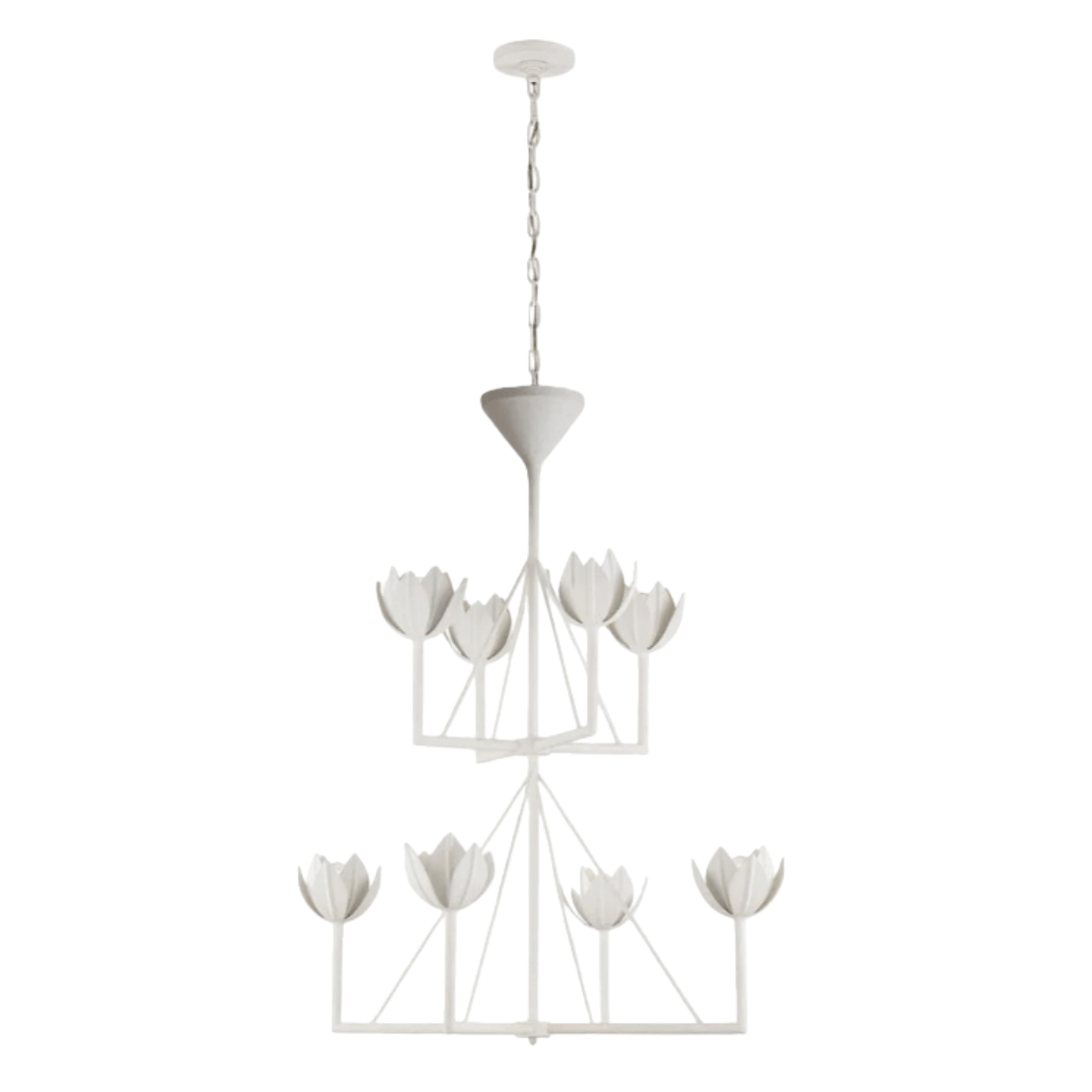 Modern Lotus Chandelier — Curved Petal Shades & Brass Frame
