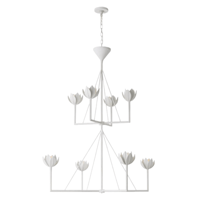 Modern Lotus Chandelier — Curved Petal Shades & Brass Frame