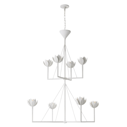 Modern Lotus Chandelier — Curved Petal Shades & Brass Frame