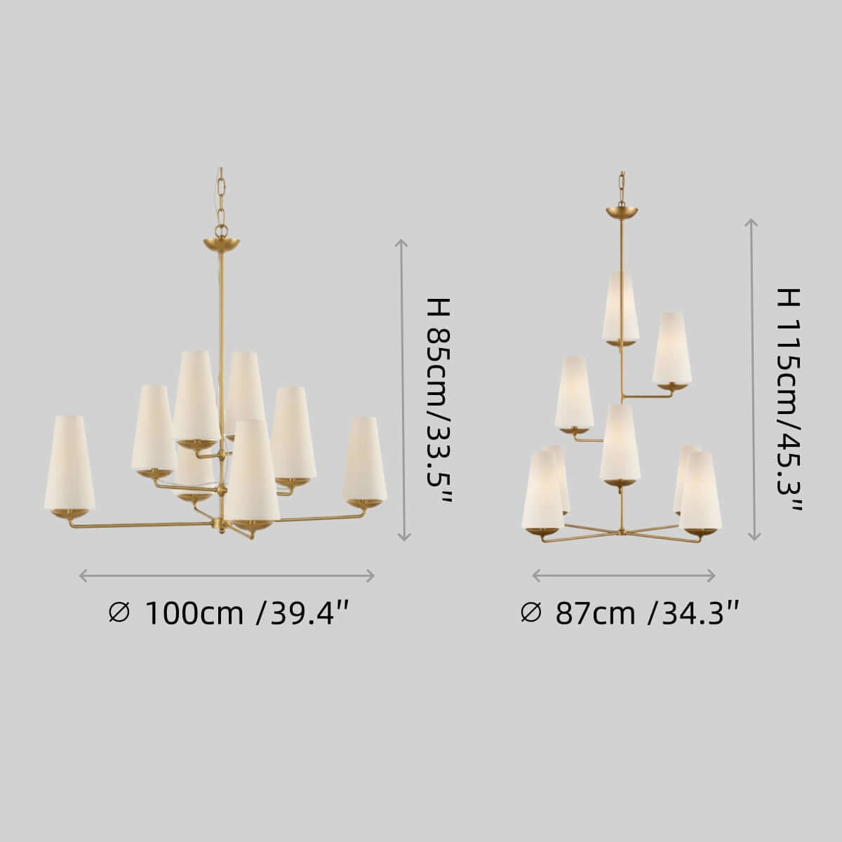 Modern Tiered Chandelier — Copper Frame & Linen Shades 