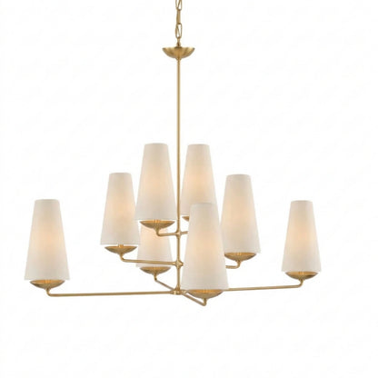 Modern Tiered Chandelier — Copper Frame & Linen Shades 
