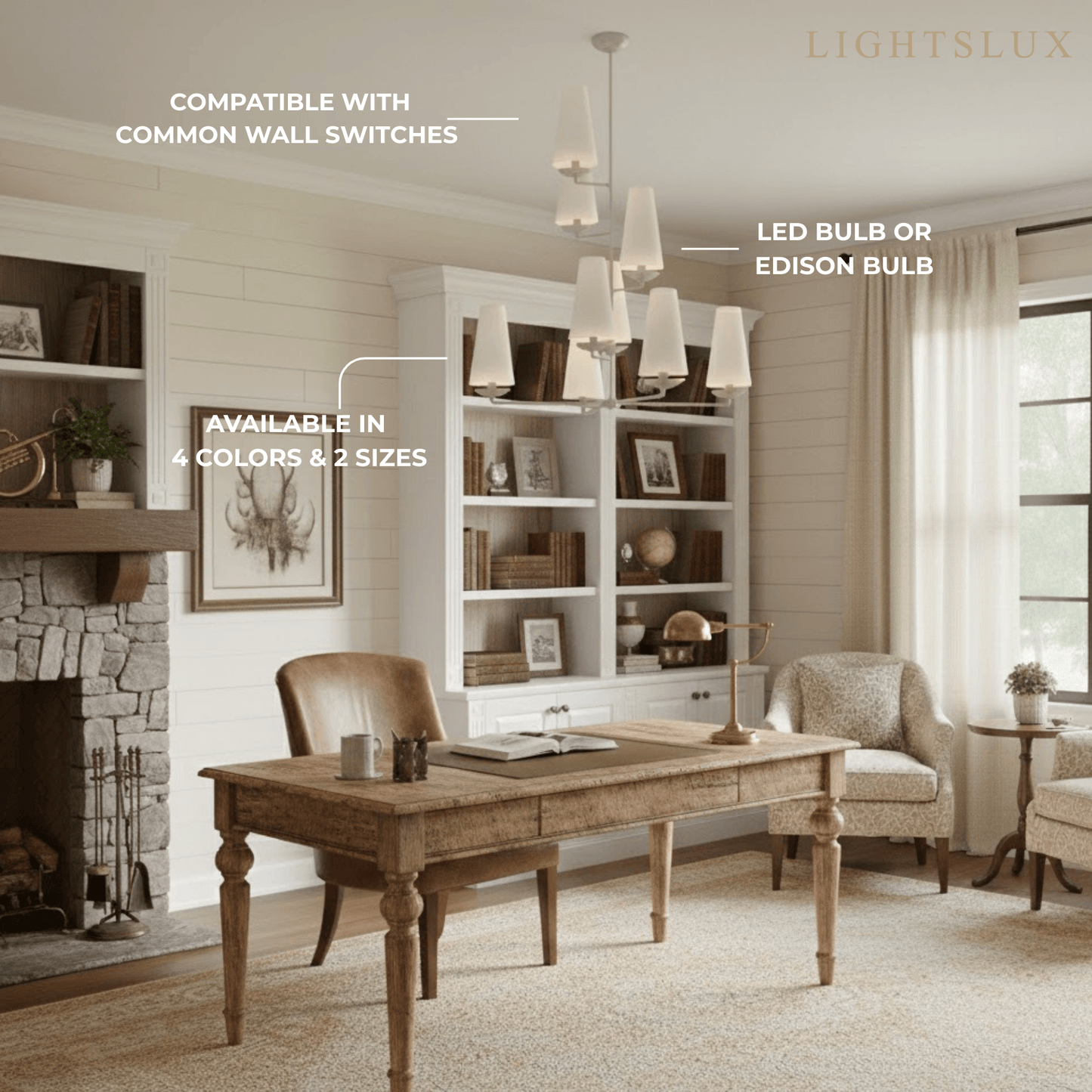Modern Tiered Chandelier — Copper Frame & Linen Shades 