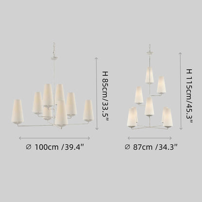 Modern Tiered Chandelier — Copper Frame & Linen Shades 