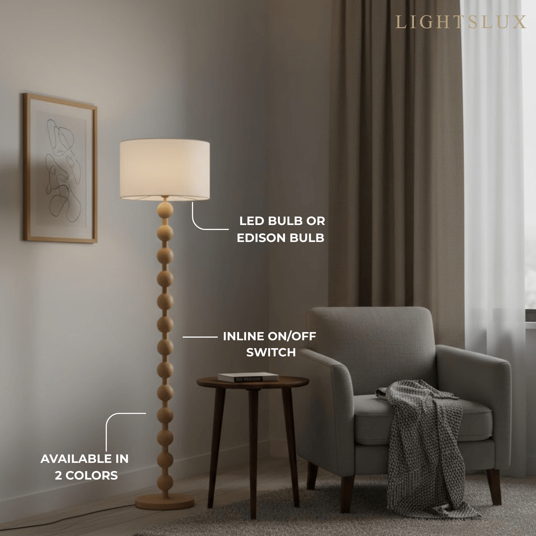 Solid Ash Wood Floor Lamp 