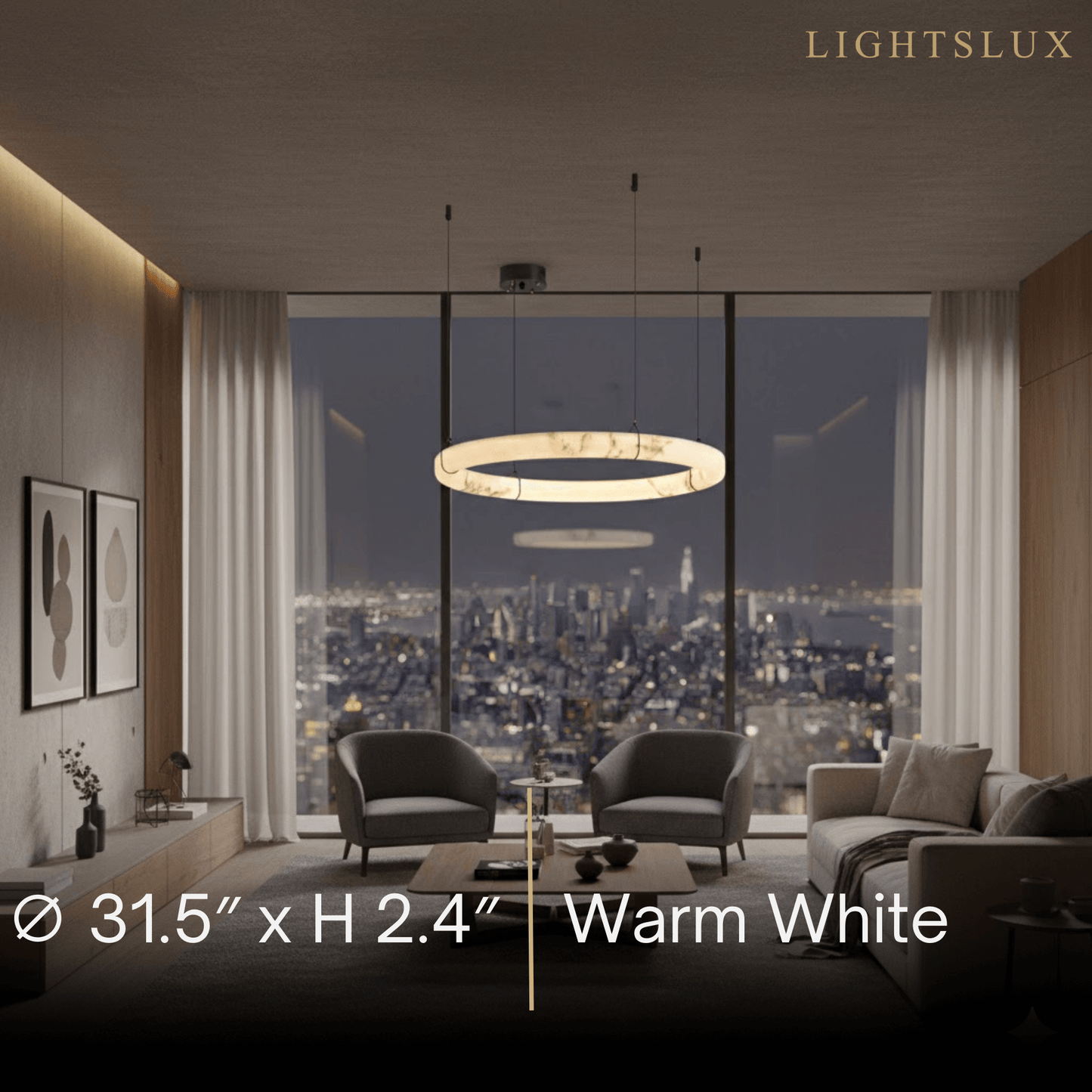 Pendant Lamp — Hand-Carved Stone & Black Metal for Dining Room