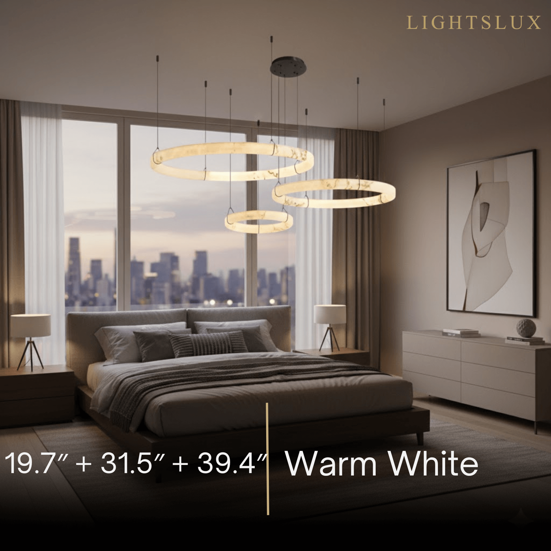 Pendant Lamp — Hand-Carved Stone & Black Metal for Dining Room