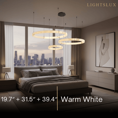 Pendant Lamp — Hand-Carved Stone & Black Metal for Dining Room