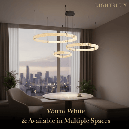 Pendant Lamp — Hand-Carved Stone & Black Metal for Dining Room