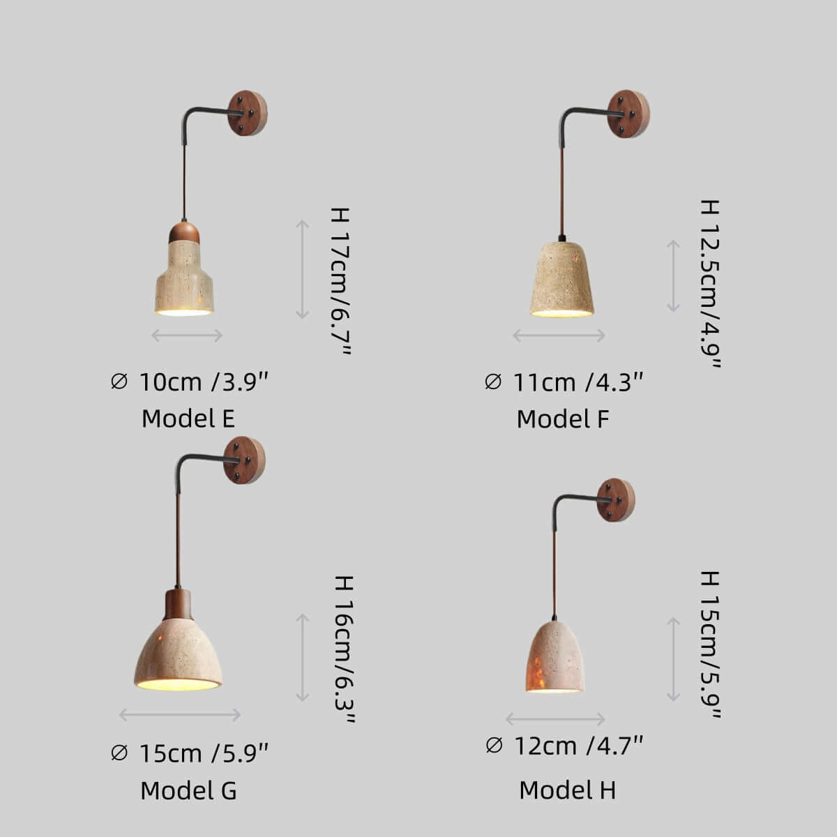 Wall Lamp — Travertine Shade Walnut Wood Socket for Bedside