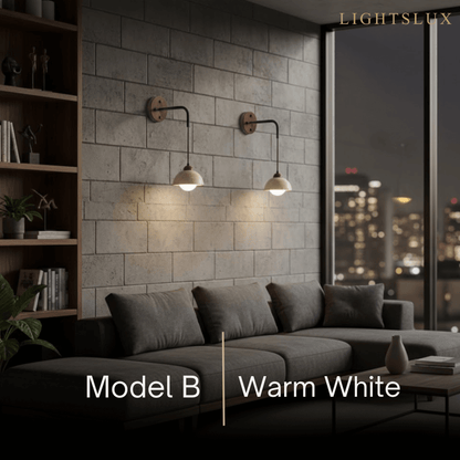 Wall Lamp — Travertine Shade Walnut Wood Socket for Bedside