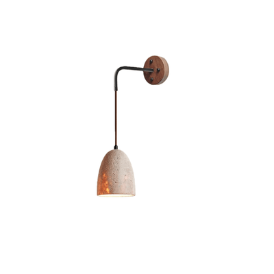 Wall Lamp — Travertine Shade Walnut Wood Socket for Bedside