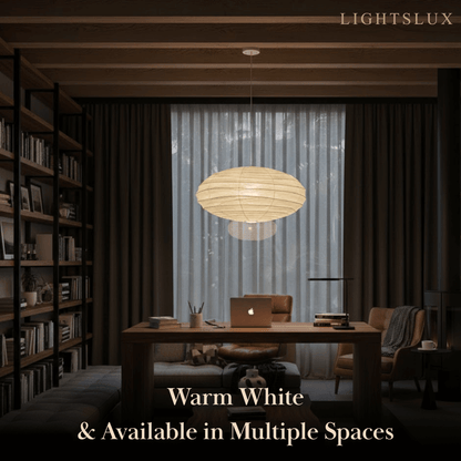 Japanese Washi Pendant Light — Mulberry Paper & Bamboo Frame for Dining Room
