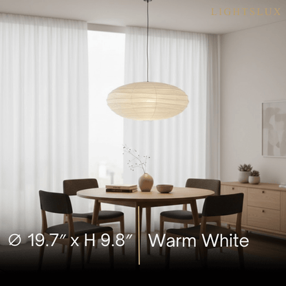 Japanese Washi Pendant Light — Mulberry Paper & Bamboo Frame for Dining Room