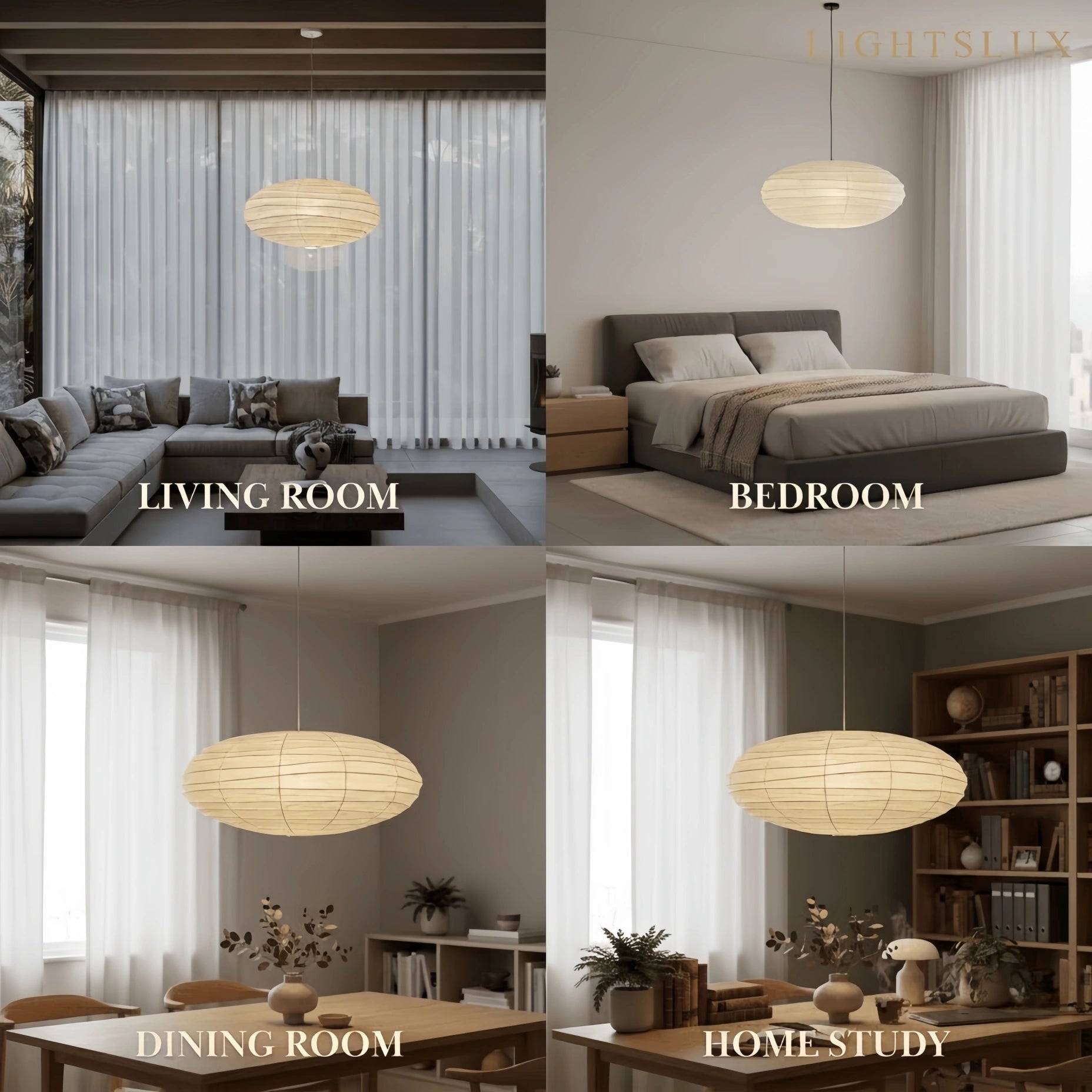 Japanese Washi Pendant Light — Mulberry Paper & Bamboo Frame