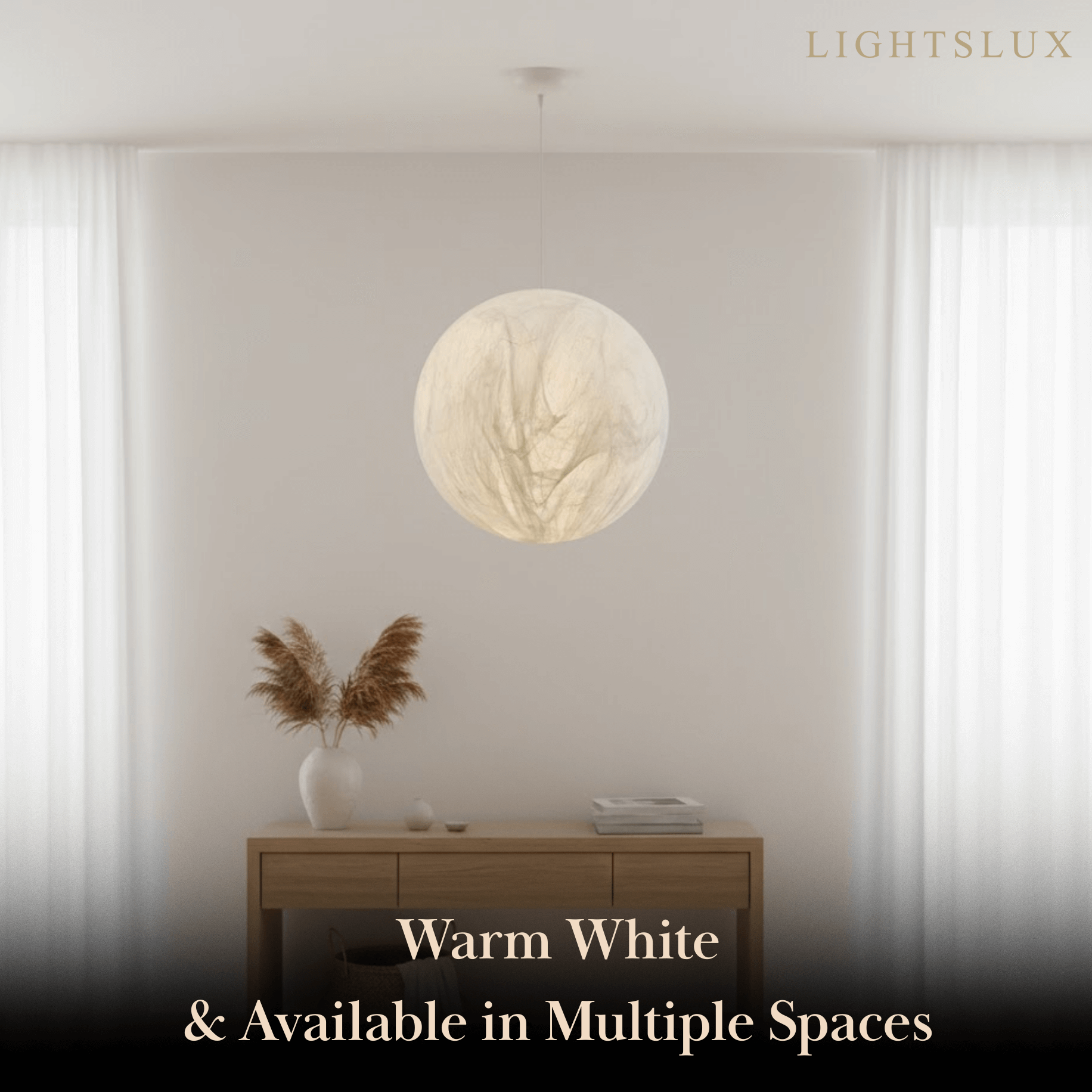 Pendant Light – Mulberry Silk White Globe Ceiling Lamp for Living Room