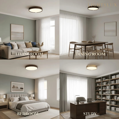 Wabi-Sabi Wood Ceiling Light – Modern LED Flush Mount Lamp 