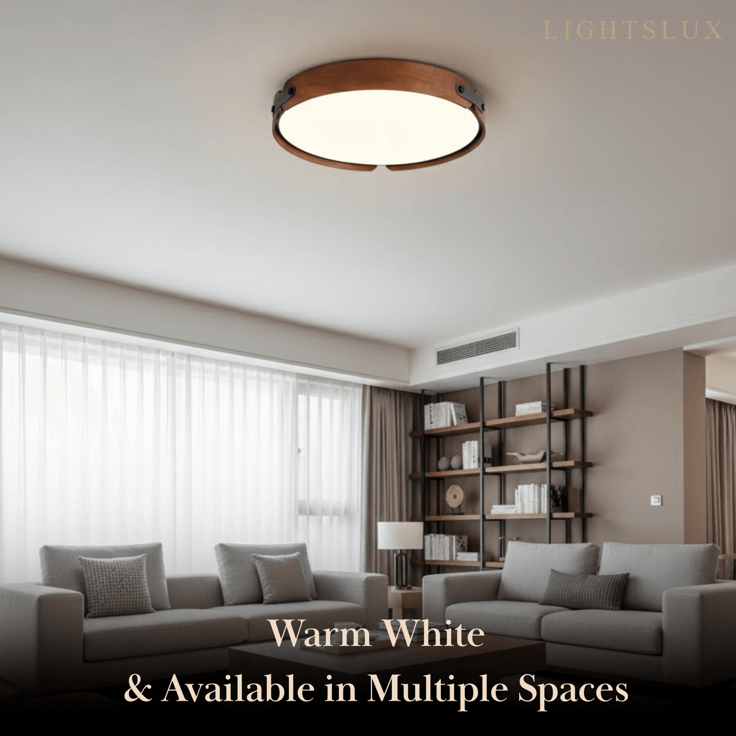 Wabi-Sabi Wood Ceiling Light – Modern LED Flush Mount Lamp in Walnut for Bedroom