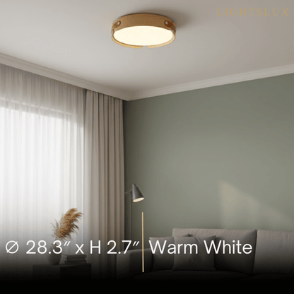 Wabi-Sabi Wood Ceiling Light – Modern LED Flush Mount Lamp in Walnut for Bedroom