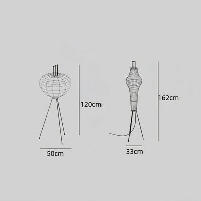 Japanese Floor Lamp – Mulberry Paper Lantern Light with Black Metal Base for Living Room
