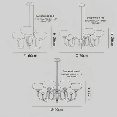 Modern Glass Chandelier – Gold or Chrome Multi-Light Ceiling Lamp for Dining Room