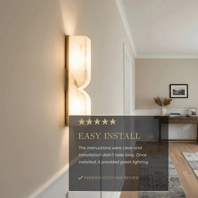 Aplique de pared de alabastro moderno – Lámpara de pared LED de piedra en dorado o negro para sala de estar