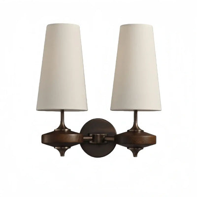 Mid-Century Wall Sconce – Fabric Shade and Wood Wall Light