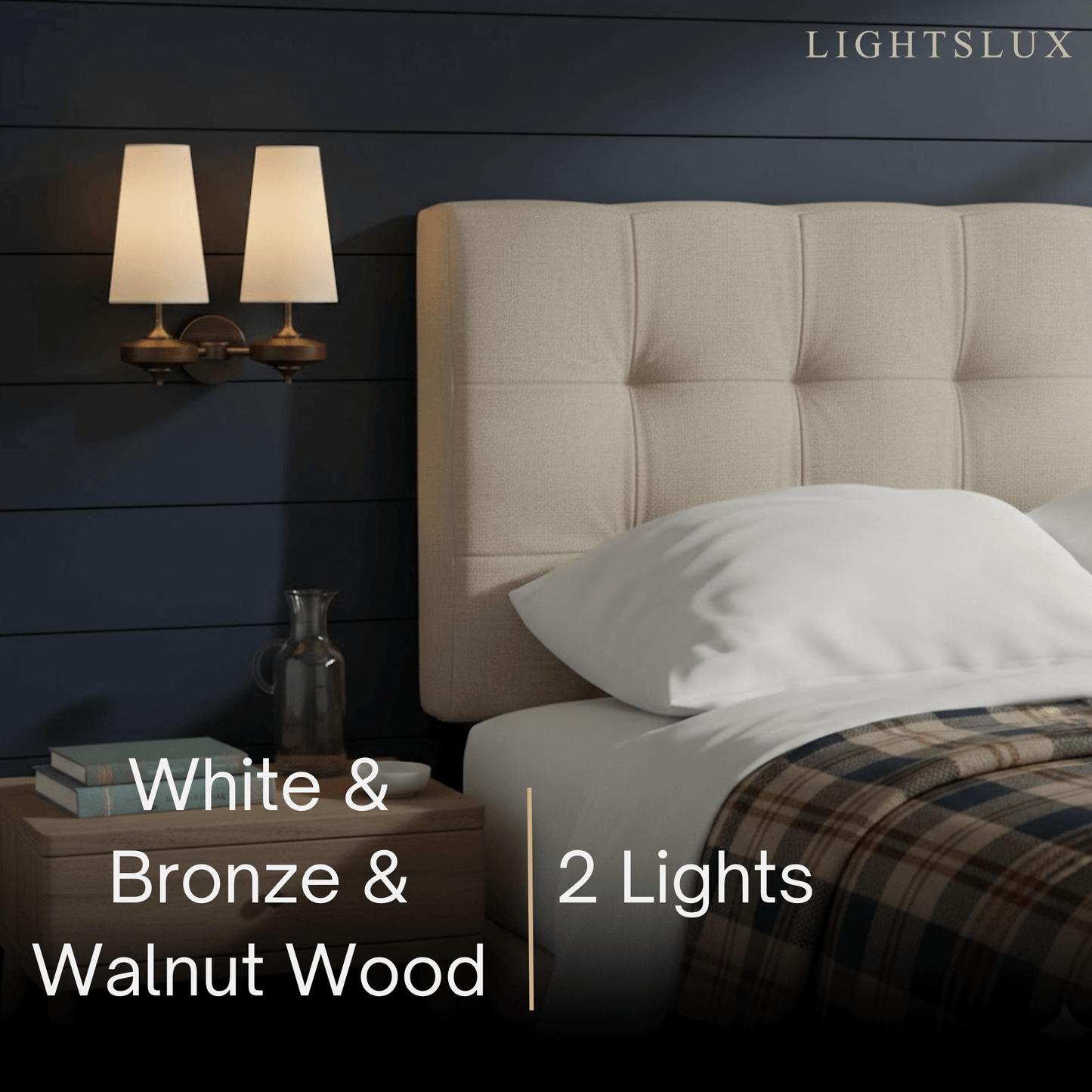 Mid-Century Wall Sconce – Fabric Shade and Wood Wall Light