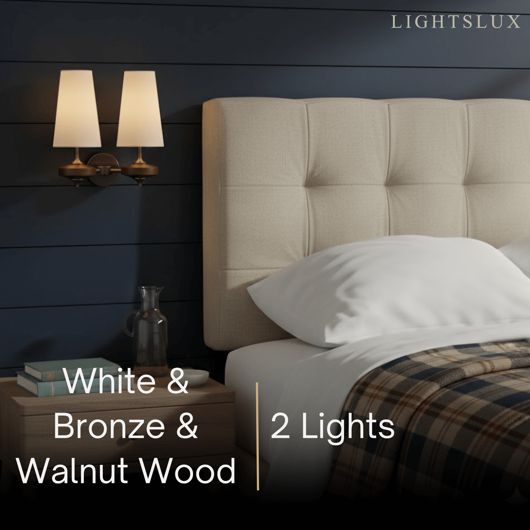 Mid-Century Wall Sconce – Fabric Shade and Wood Wall Light