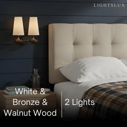 Mid-Century Wall Sconce – Fabric Shade and Wood Wall Light