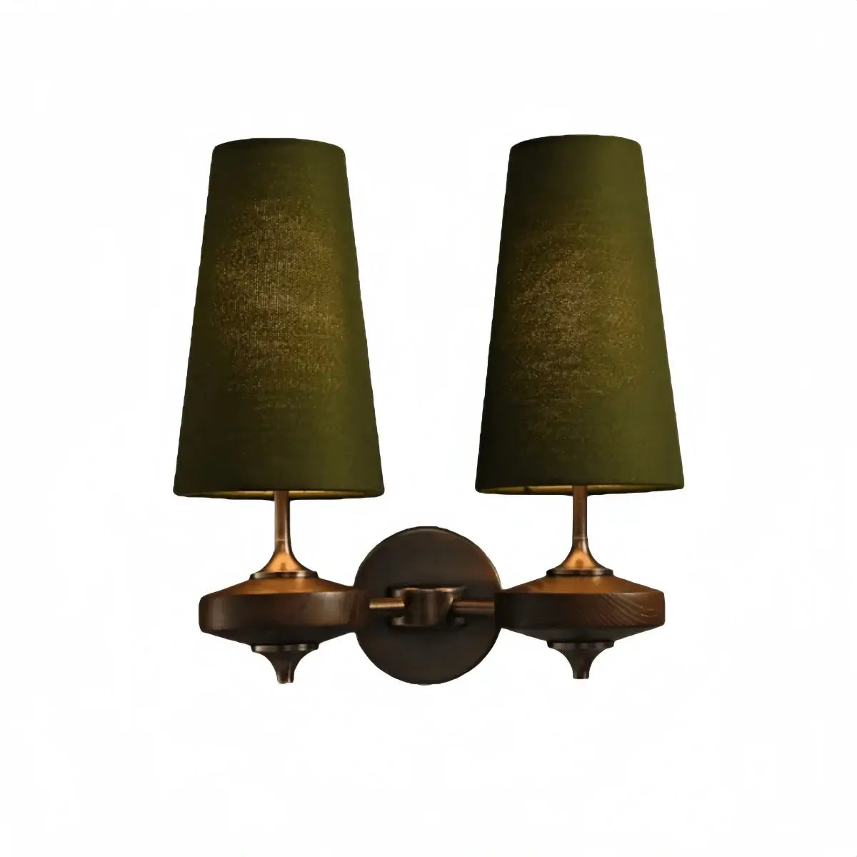 Mid-Century Wall Sconce – Fabric Shade and Wood Wall Light