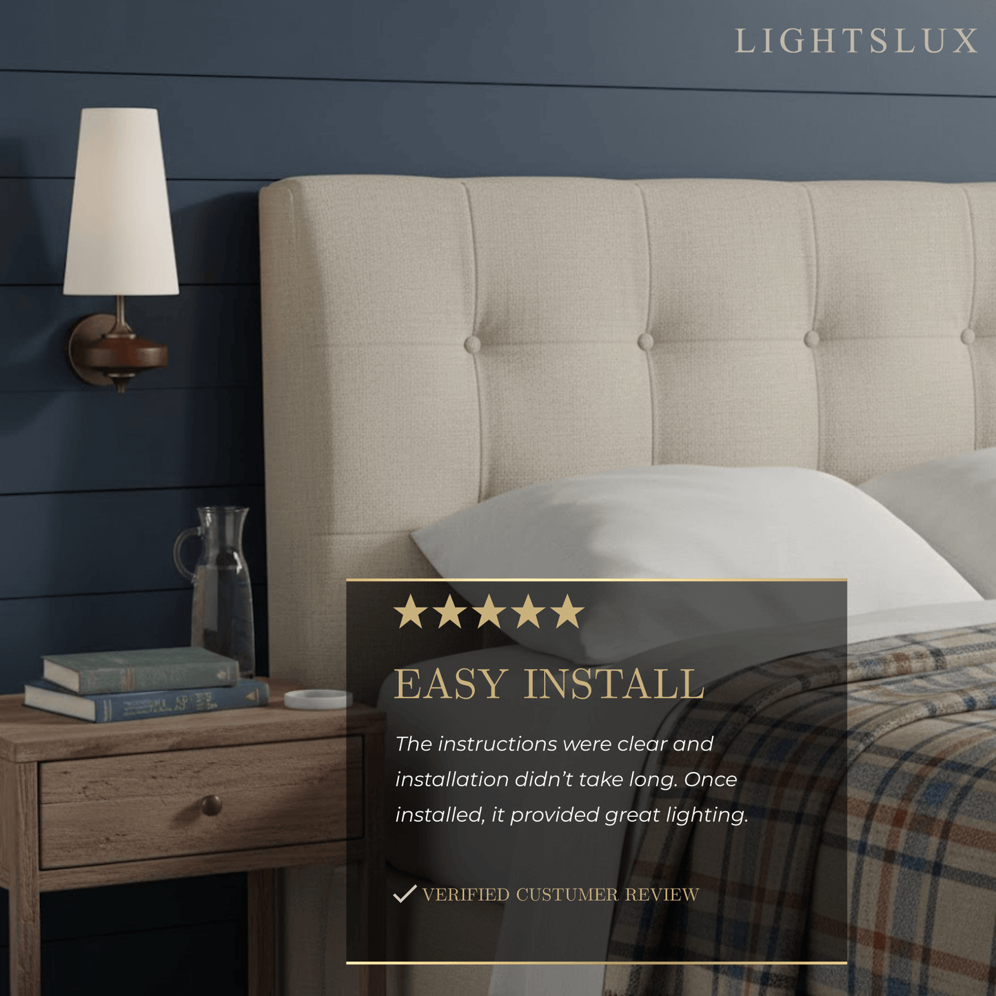 Mid-Century Wall Sconce – Fabric Shade and Wood Wall Light in Bronze for Bedroom