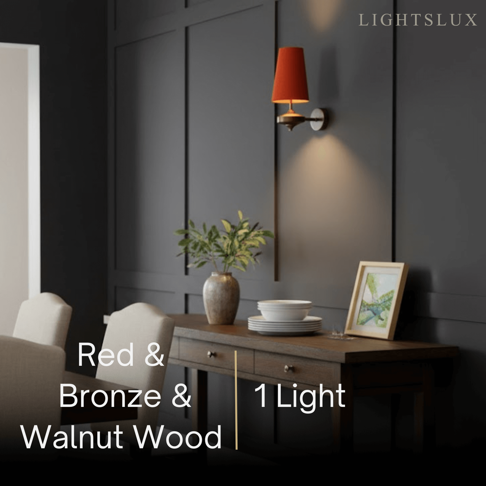 Mid-Century Wall Sconce – Fabric Shade and Wood Wall Light in Bronze for Bedroom