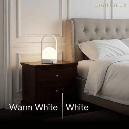 Modern Portable Table Lamp – LED Glass Lantern Light with Handle in Gold, Black or White
