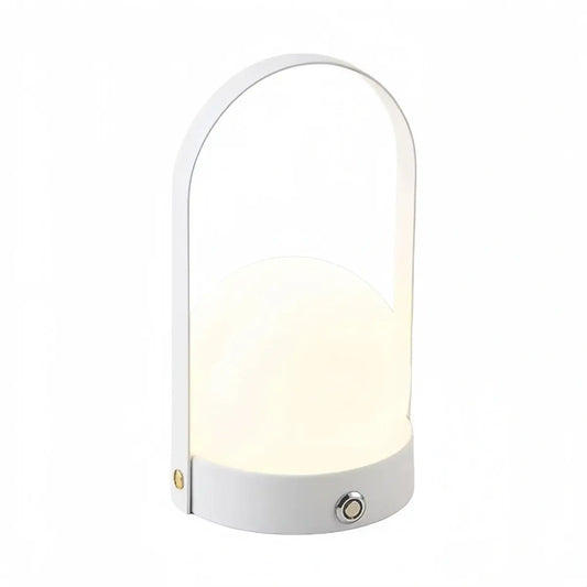 Modern Portable Table Lamp – LED Glass Lantern Light with Handle in Gold, Black or White