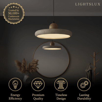 STRATA Modern Pendant Light – Wood and Stone LED