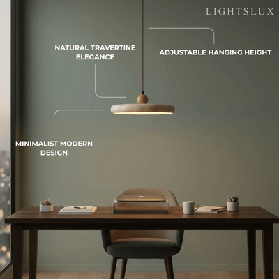 Modern Pendant Light – Wood and Stone LED Ceiling Lamp for Dining Room