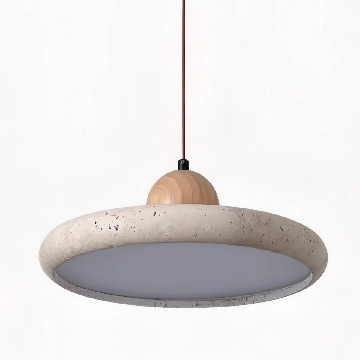 Modern Pendant Light – Wood and Stone LED Ceiling Lamp for Dining Room