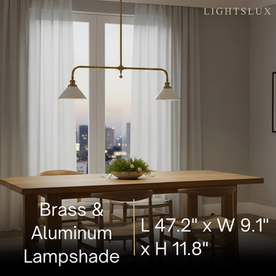 Modern Brass Pendant Light – White Ceramic Island Chandelier