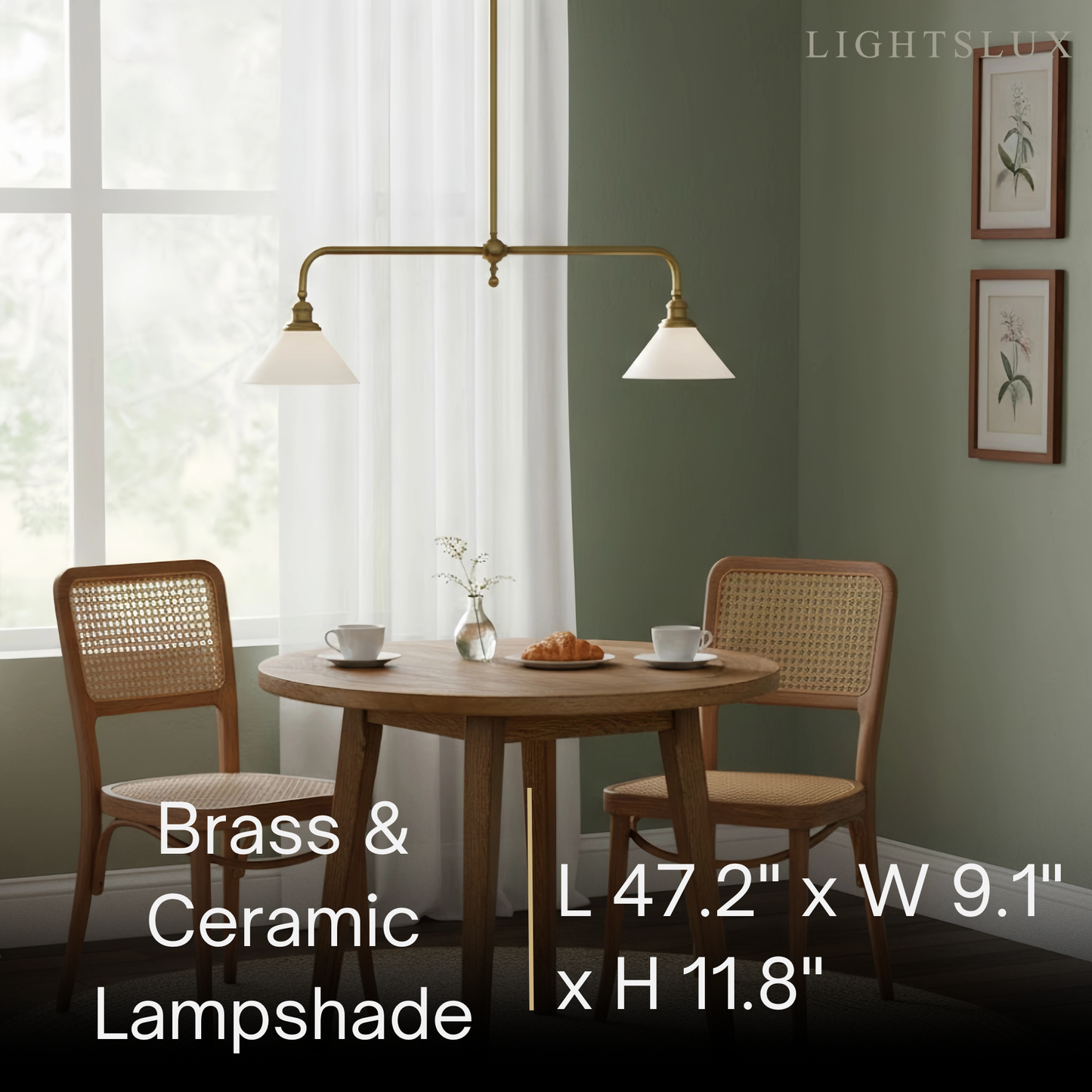Modern Brass Pendant Light – White Ceramic Island Chandelier