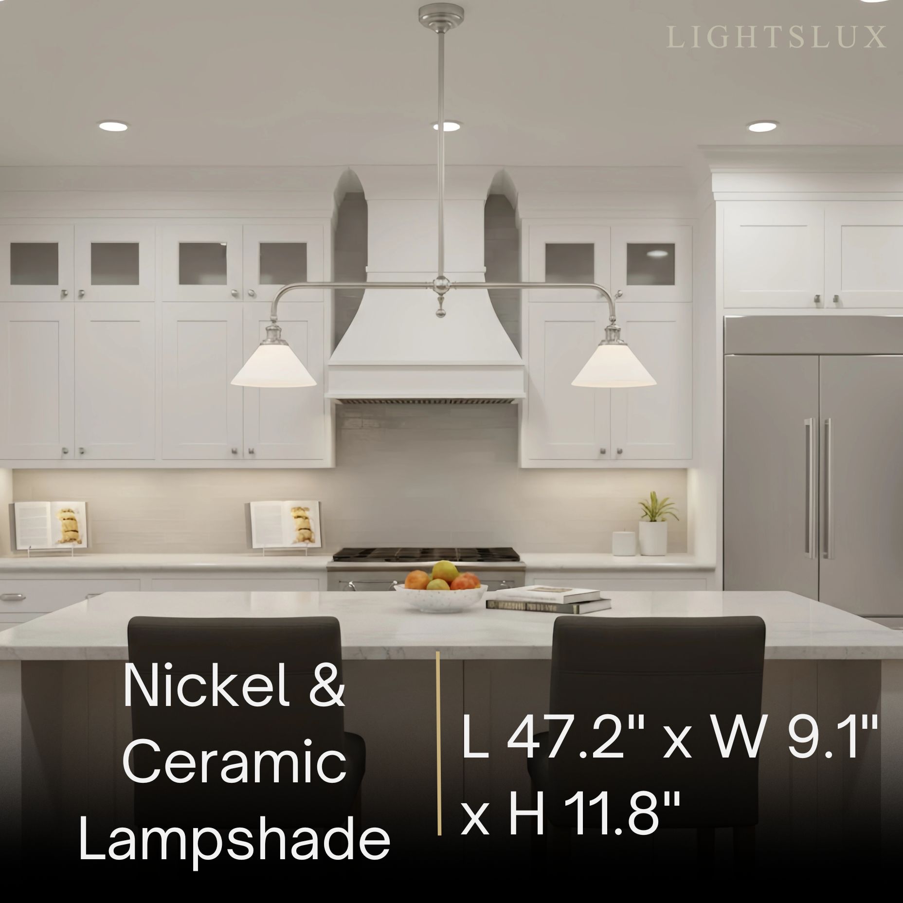 Modern Brass Pendant Light – White Ceramic Island Chandelier