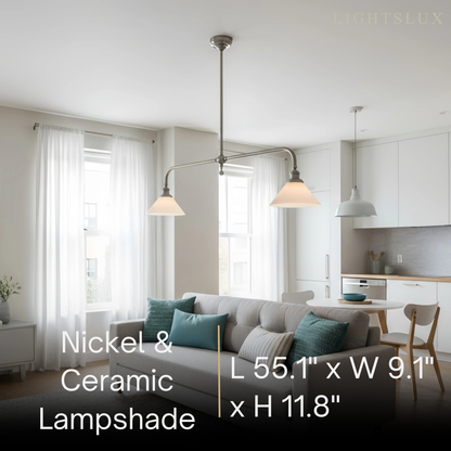 Modern Brass Pendant Light – White Ceramic Island Chandelier