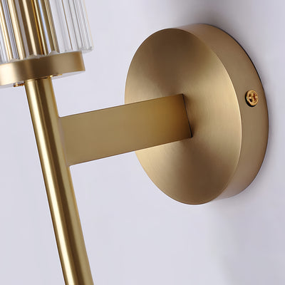 Modern Linear Wall Light – Brass and Glass LED Sconce for Bathroom or Bedroom